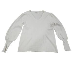 Cato Ivory Ribbed Bishop Sleeve Sweater XL Balletcore Romantic Modest Top